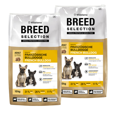 Monoprotein Hundefutter Sparpaket (2x10kg) für Französische Bulldoggen - hochwertiges Premiumfutter ohne Getreide.
