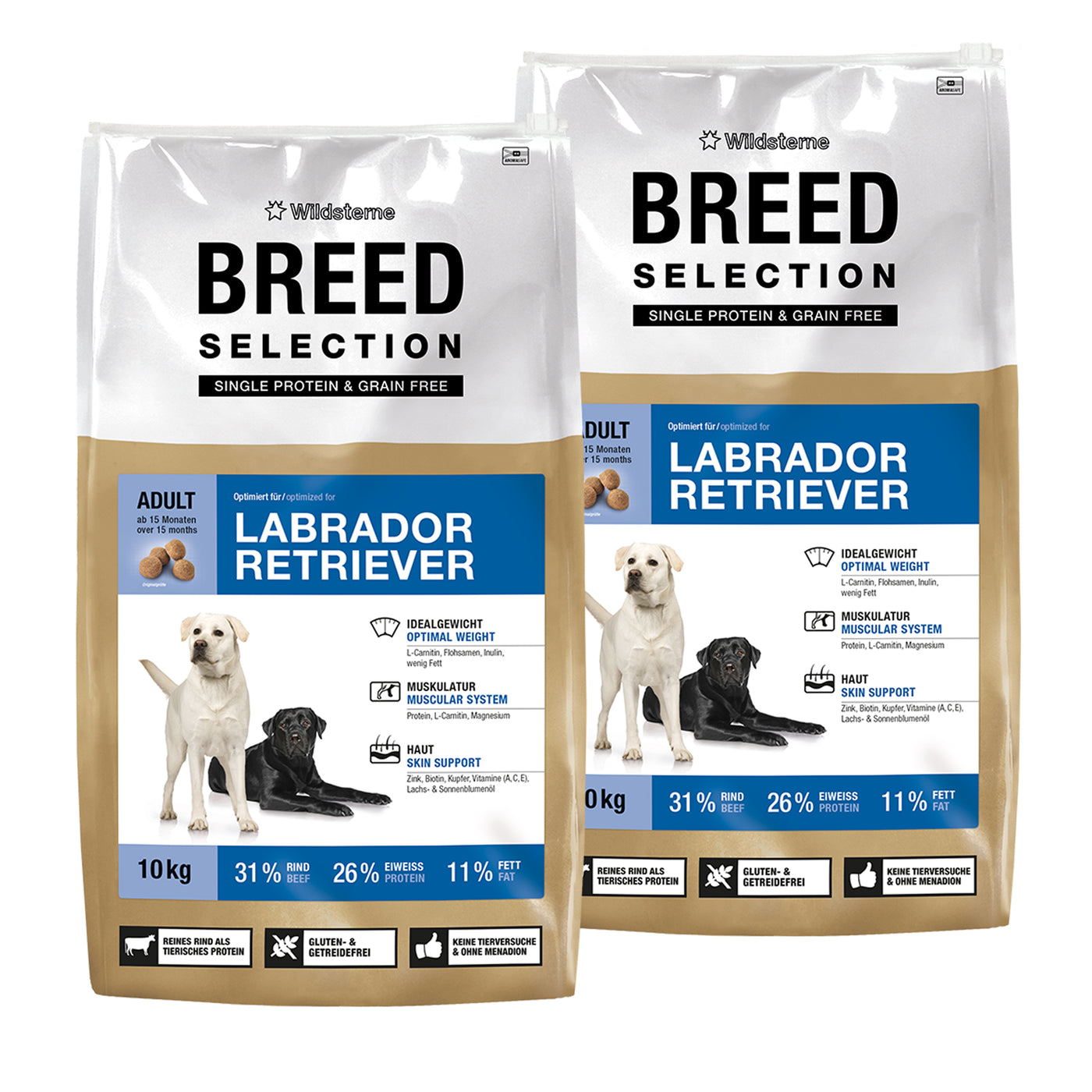 Monoprotein Hundefutter Sparpaket (2x10kg) für Labrador Retriever  - hochwertiges Premiumfutter ohne Getreide
