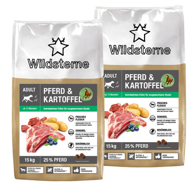 Monoprotein Hundefutter Sparpaket (2 x) Pferd & Kartoffel 15kg Adult hochwertiges Premiumfutter ohne Getreide