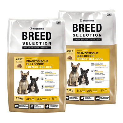 Monoprotein Hundefutter Sparpaket (2 x2,5 kg) für Französische Bulldoggen - hochwertiges Premiumfutter ohne Getreide